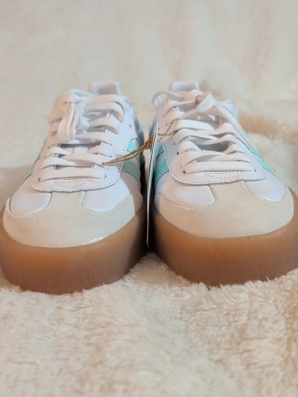 ✨ NWT Adidas Originals Sambae J Sneakers - White/Clear Mint - Size 7 Youth